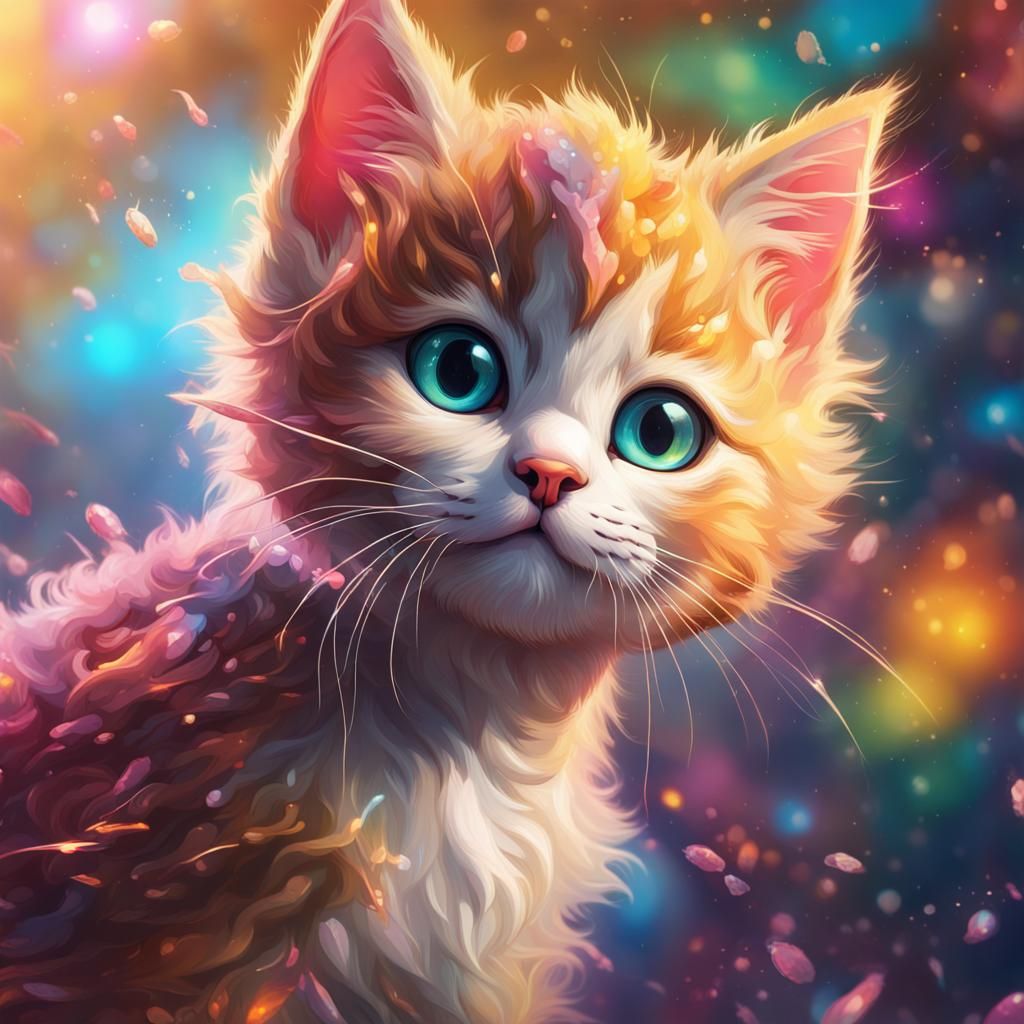Hyperrealistic Sparkle Kitten on Epic Adventure