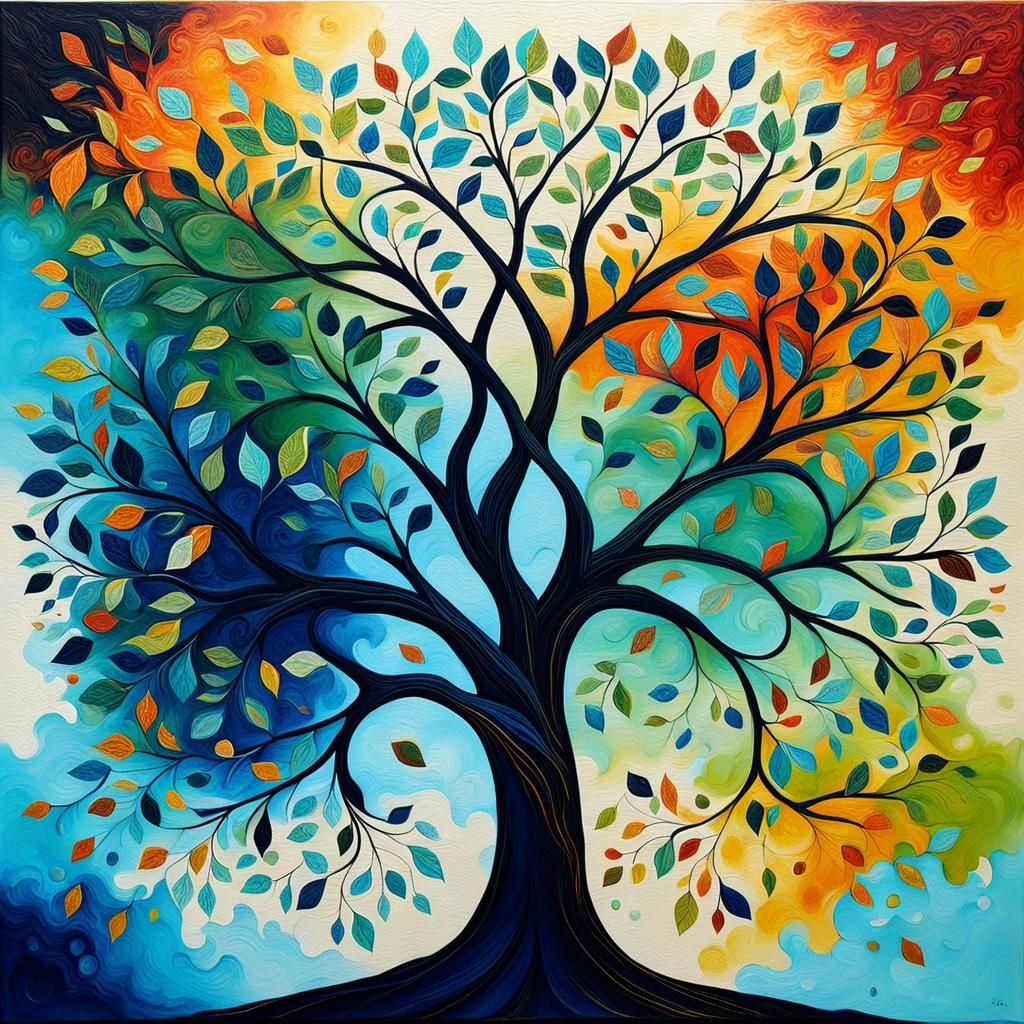 Abstract Tree of Life in Complementary Colors