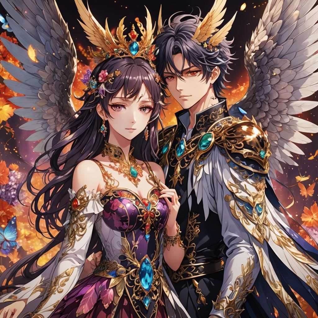 Dark Fae Anime Key Visual in Japanese Manga Style