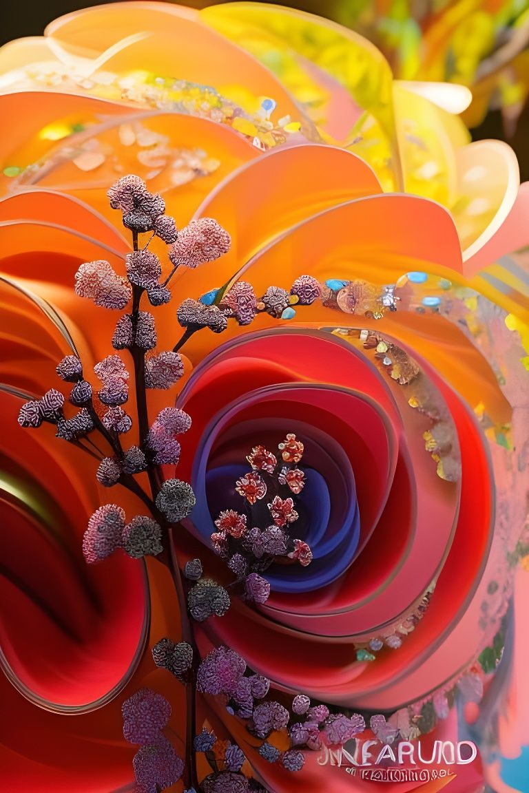 Crystal Tree with Flowers in Anime Style