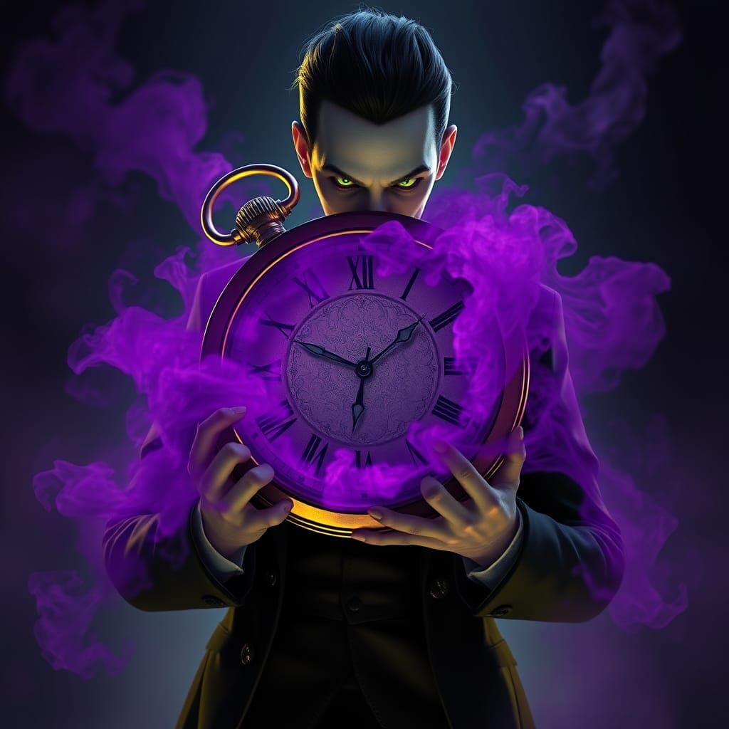 Cursed Stopwatch and Pale Man: Dark Fantasy Art