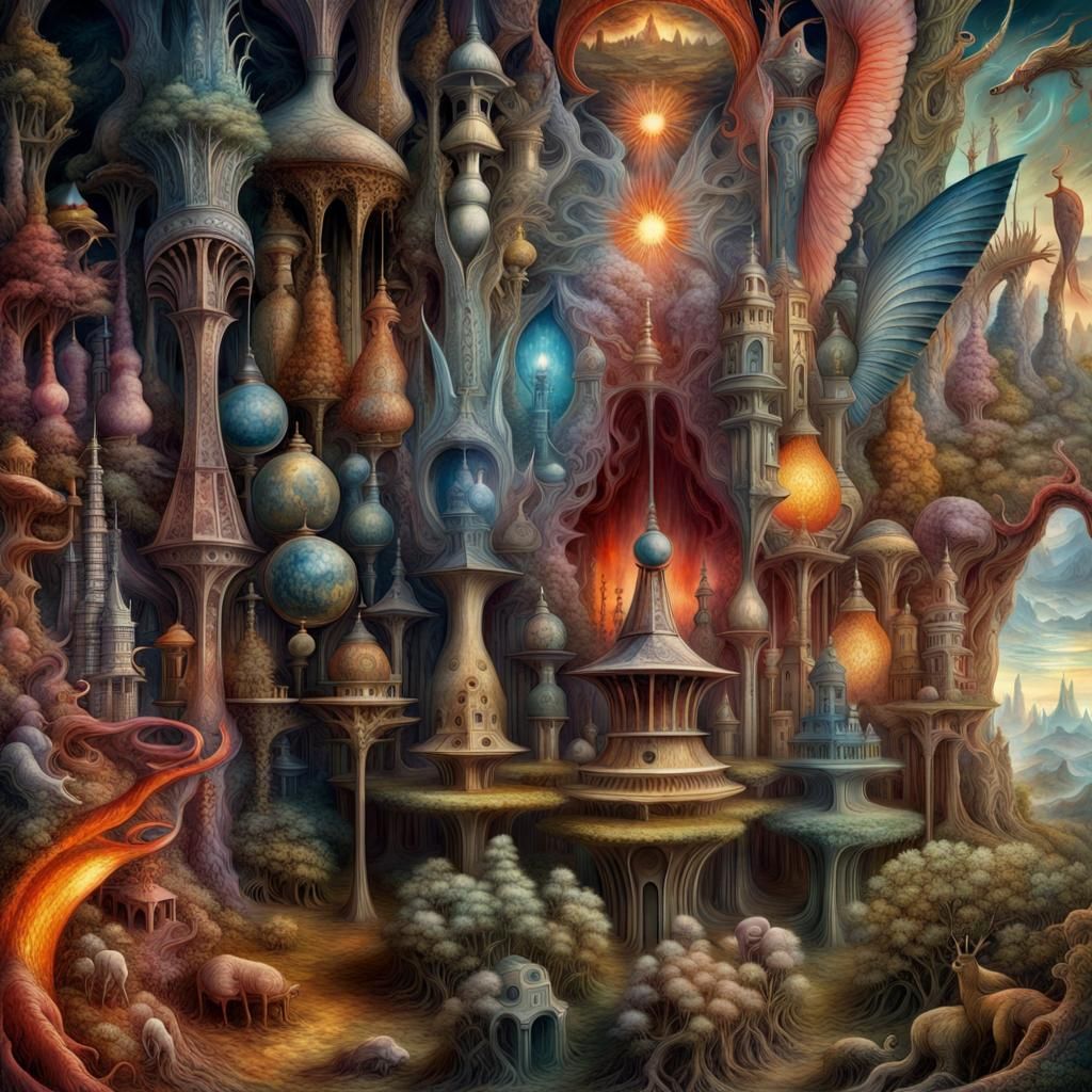Surreal Land of Broken Dreams in Visionary Art Style