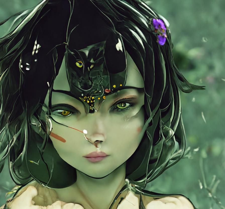 Huntress in Deep Woods as Digital Matte Painting