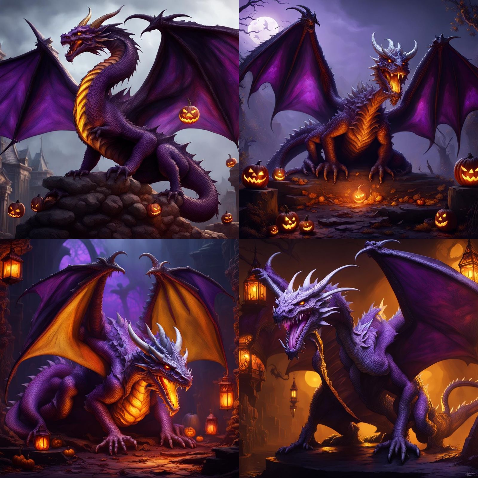 Halloween Dragons: Dark Fantasy Concept Art
