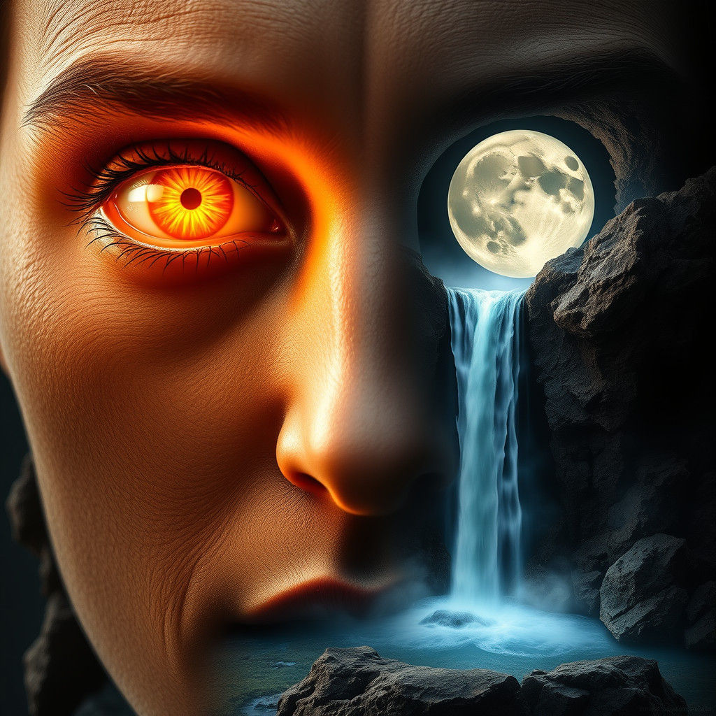 Surreal Face: Organic Meets Geological in Hyperreal Photo