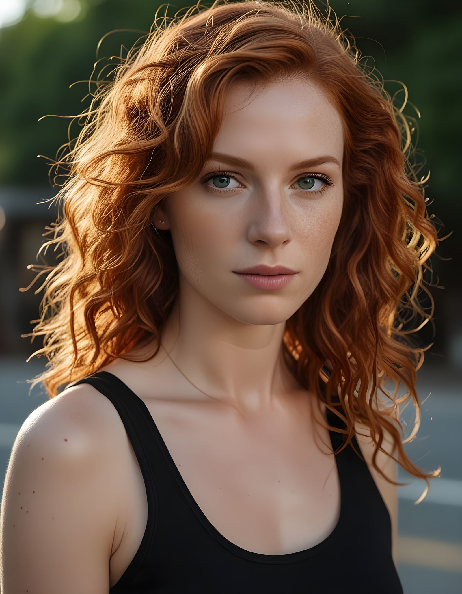 Transgender Redhead Woman Portrait in Golden Hour Light