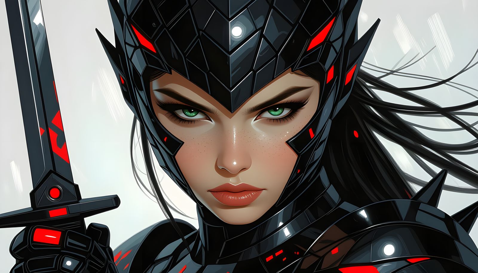 Dragon-Skin Girl with Sword Ready to Fight