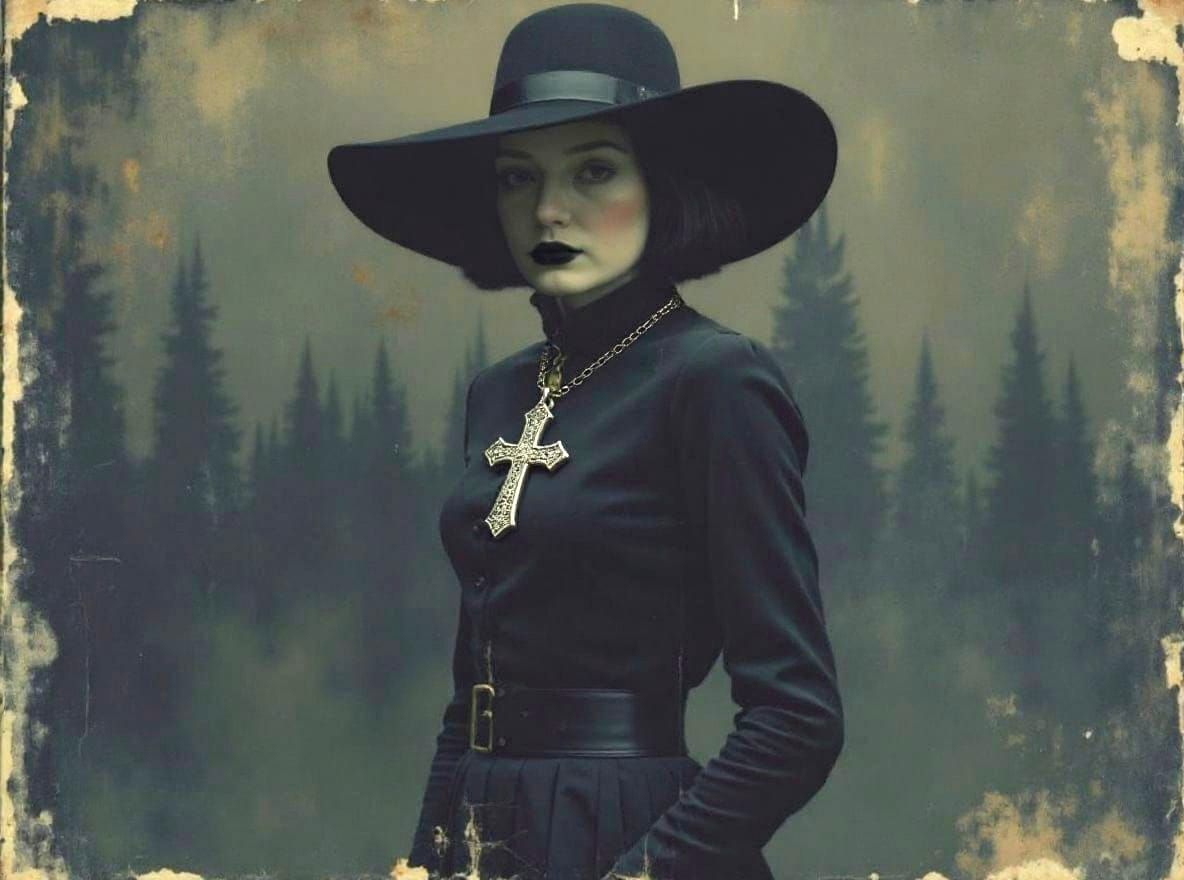 Goth Girl Portrait in Ornate Gilded Frame