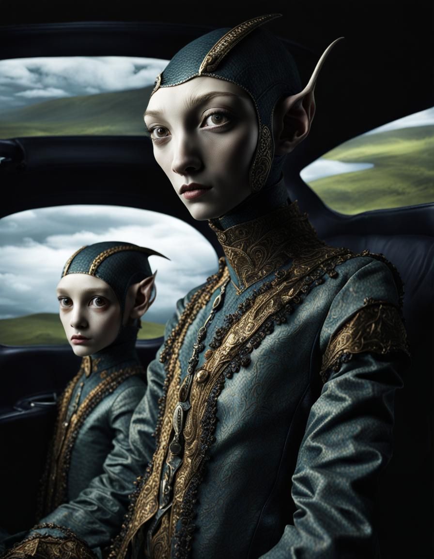 Surreal Alien Celebration in Dreamy Restaurant