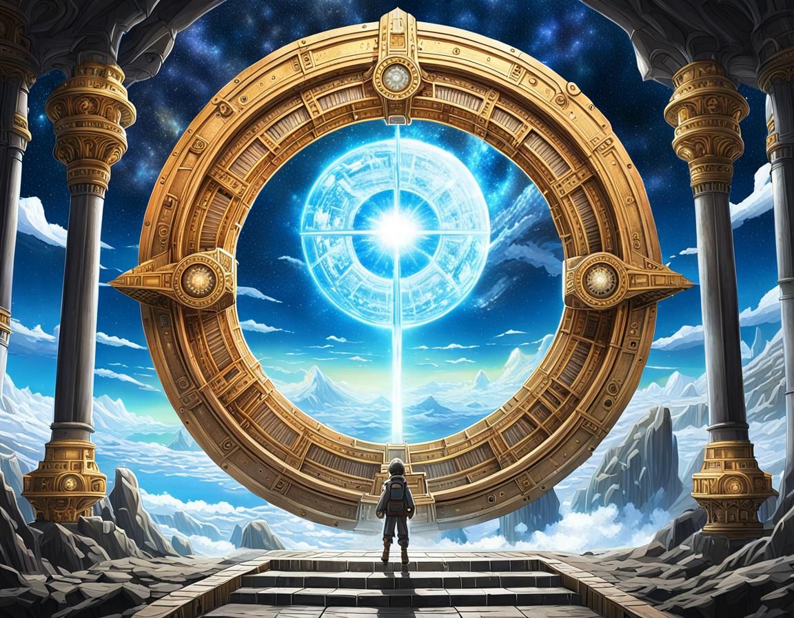 Steampunk Stargate to Another Realm in Anime Style