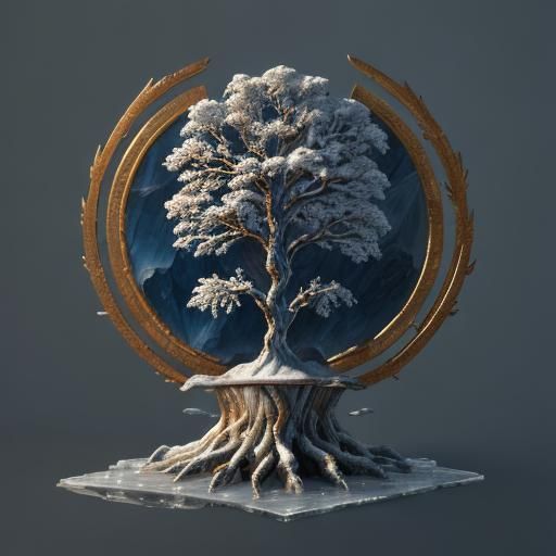 Mystic Tree with Ice and Fire Crystallization