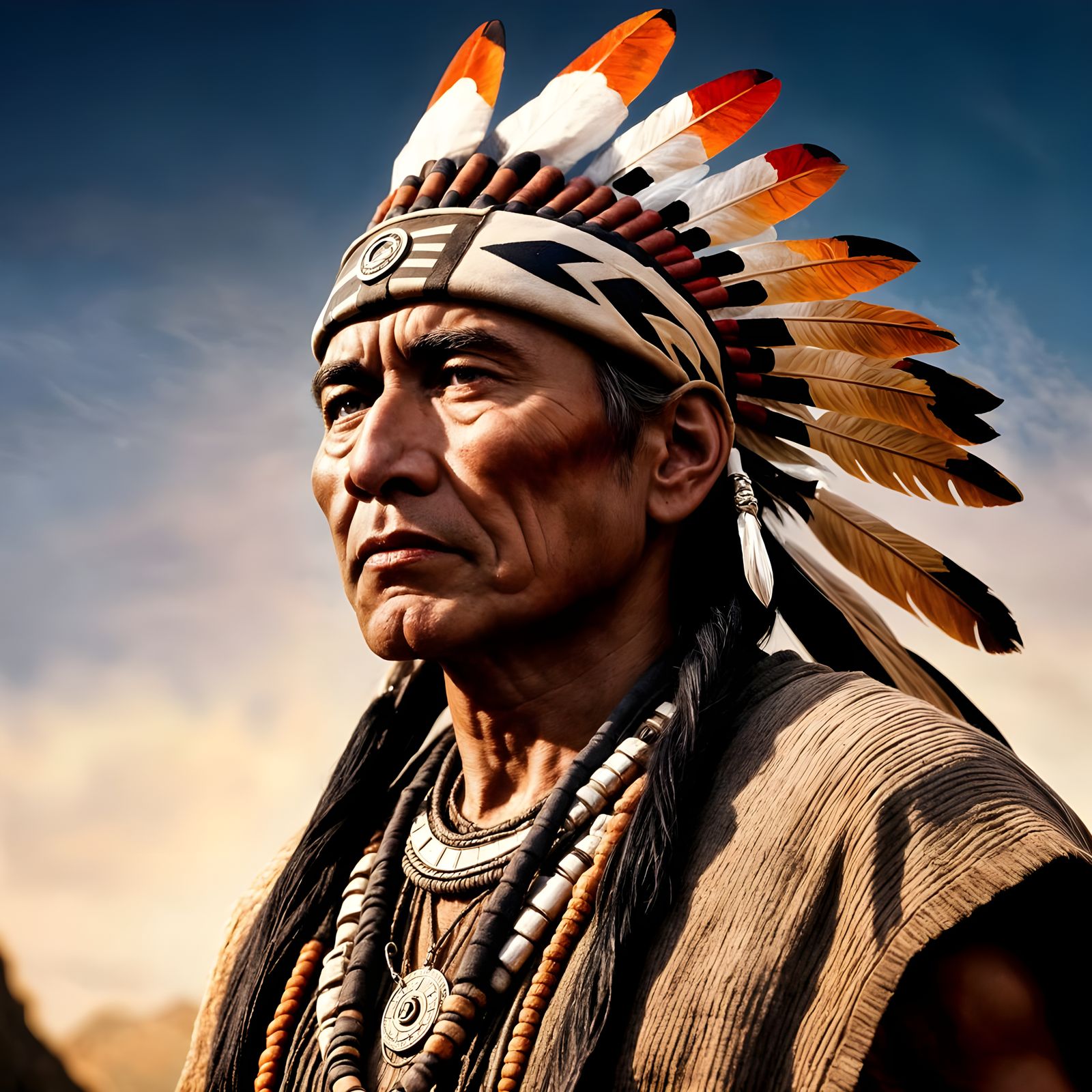Hyperreal Portrait of a Proud Tribal Chief