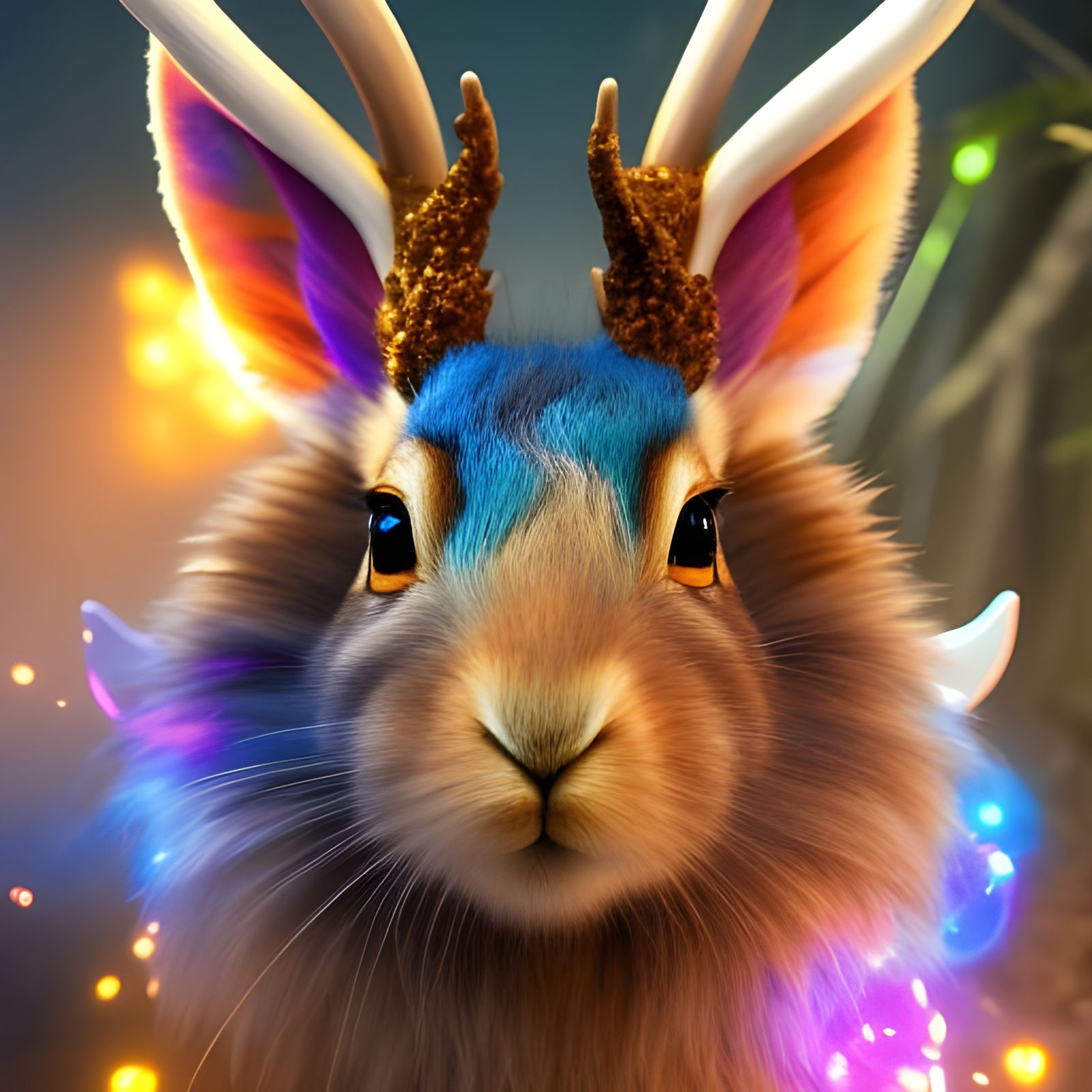 Jackalope Digital Illustration in Ethereal Style