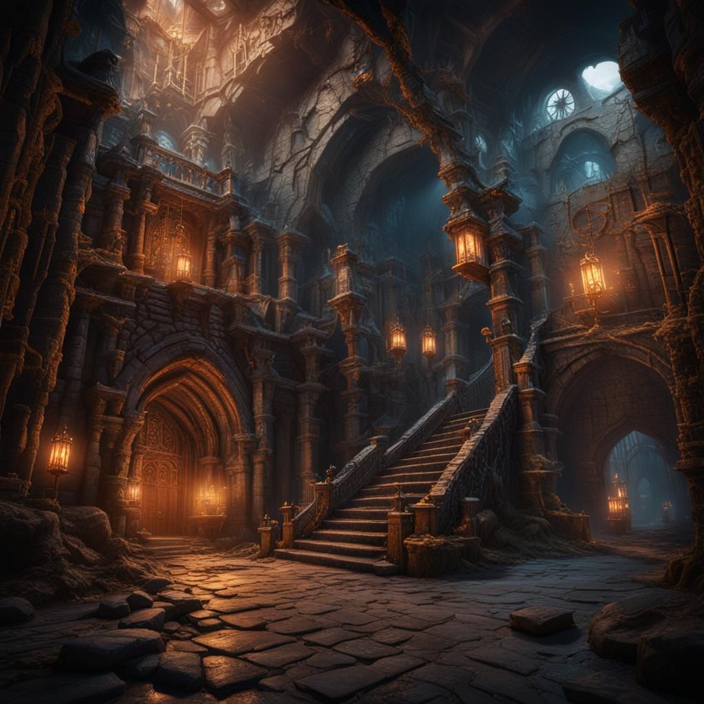 Fantastical Dungeon Concept Art in Deep Color