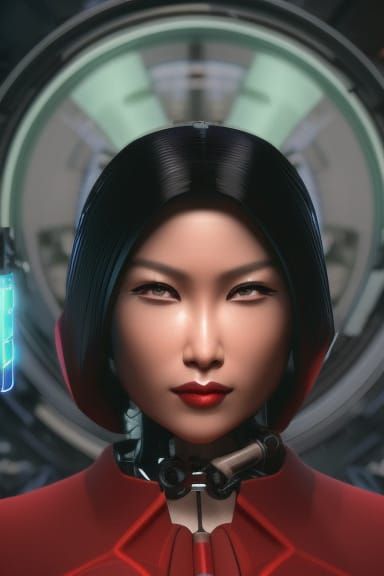 Cybernetic Indonesian Woman in Dark Cyberpunk Future