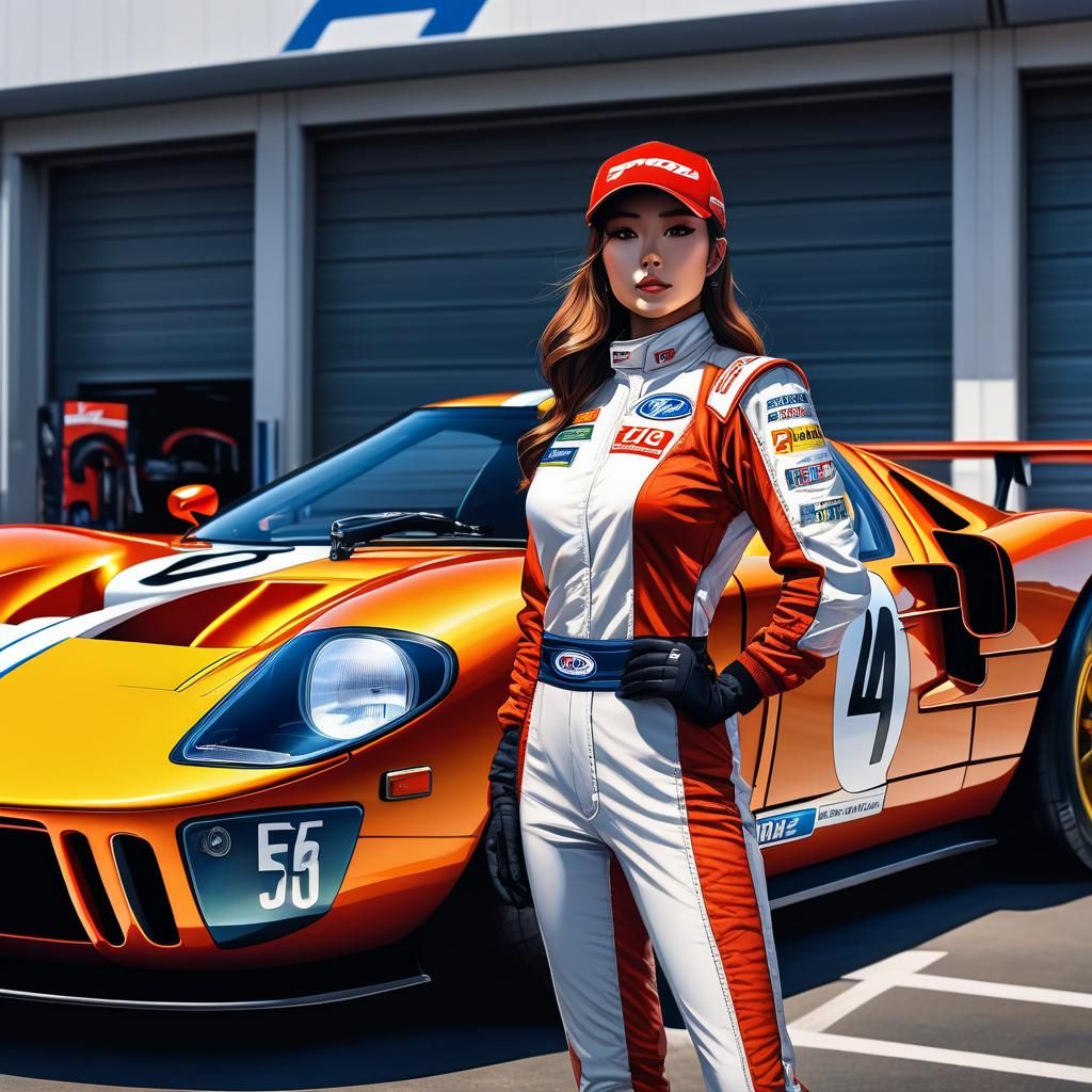 Female Race Car Driver in Manga Anime Style