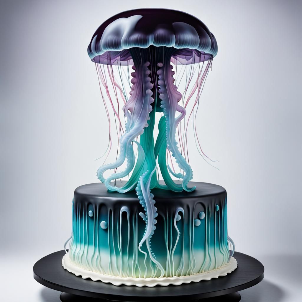 Jellyfish sculpted cake