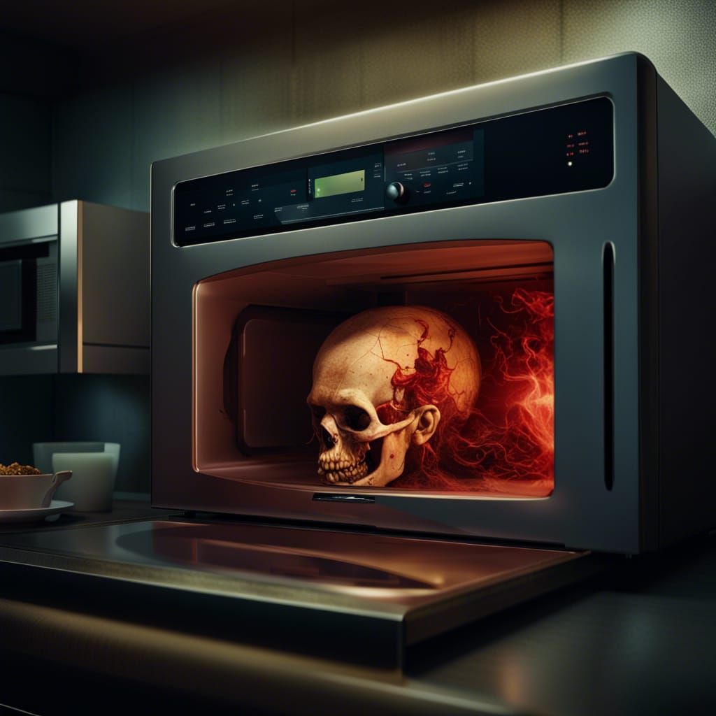 Severed Head Smiles in Microwave: Digital Painting