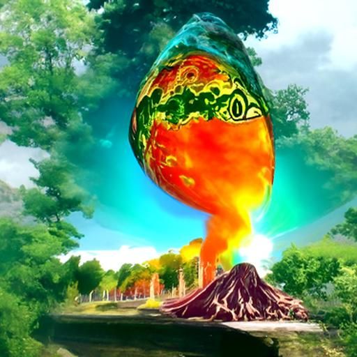 Fiery Avocado Impact: Anime Auroracore Biopunk Fusion