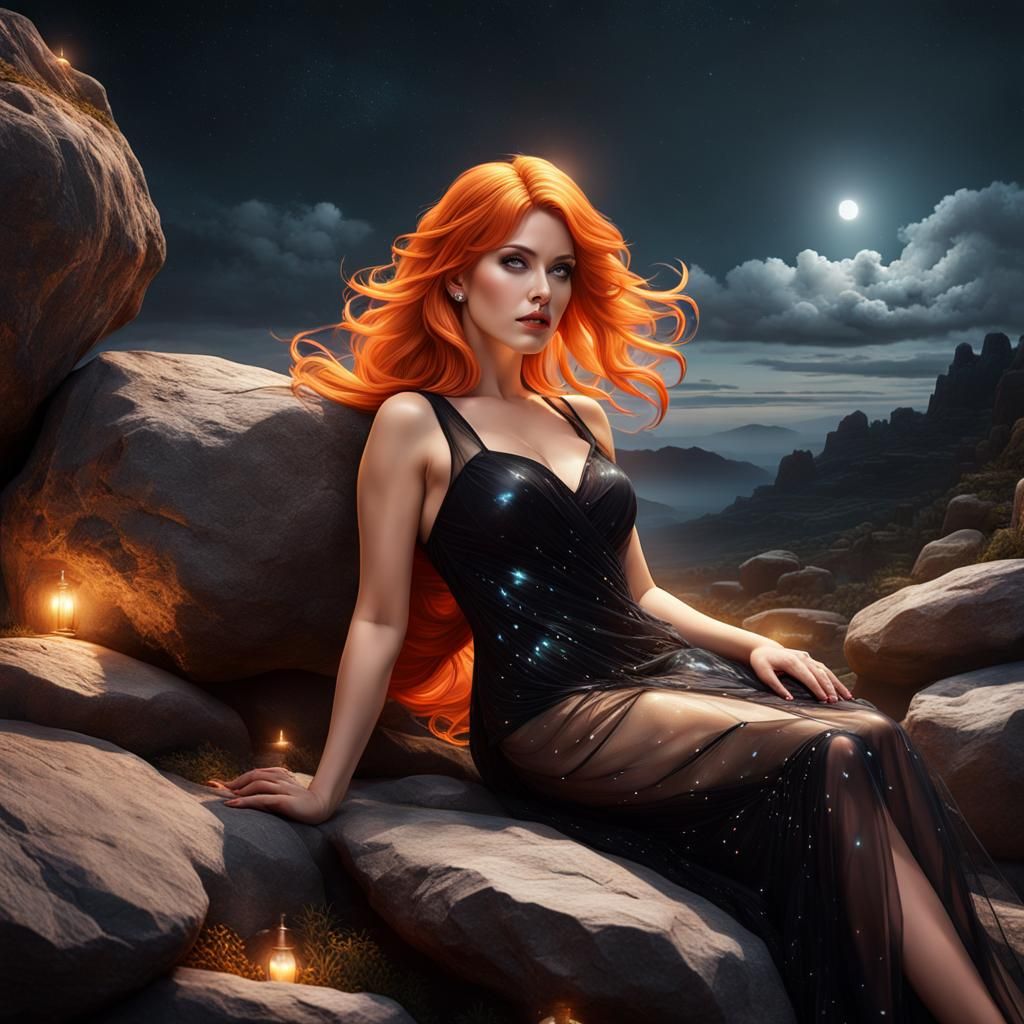 Orange-Haired Girl in Auroracore Style, 8K