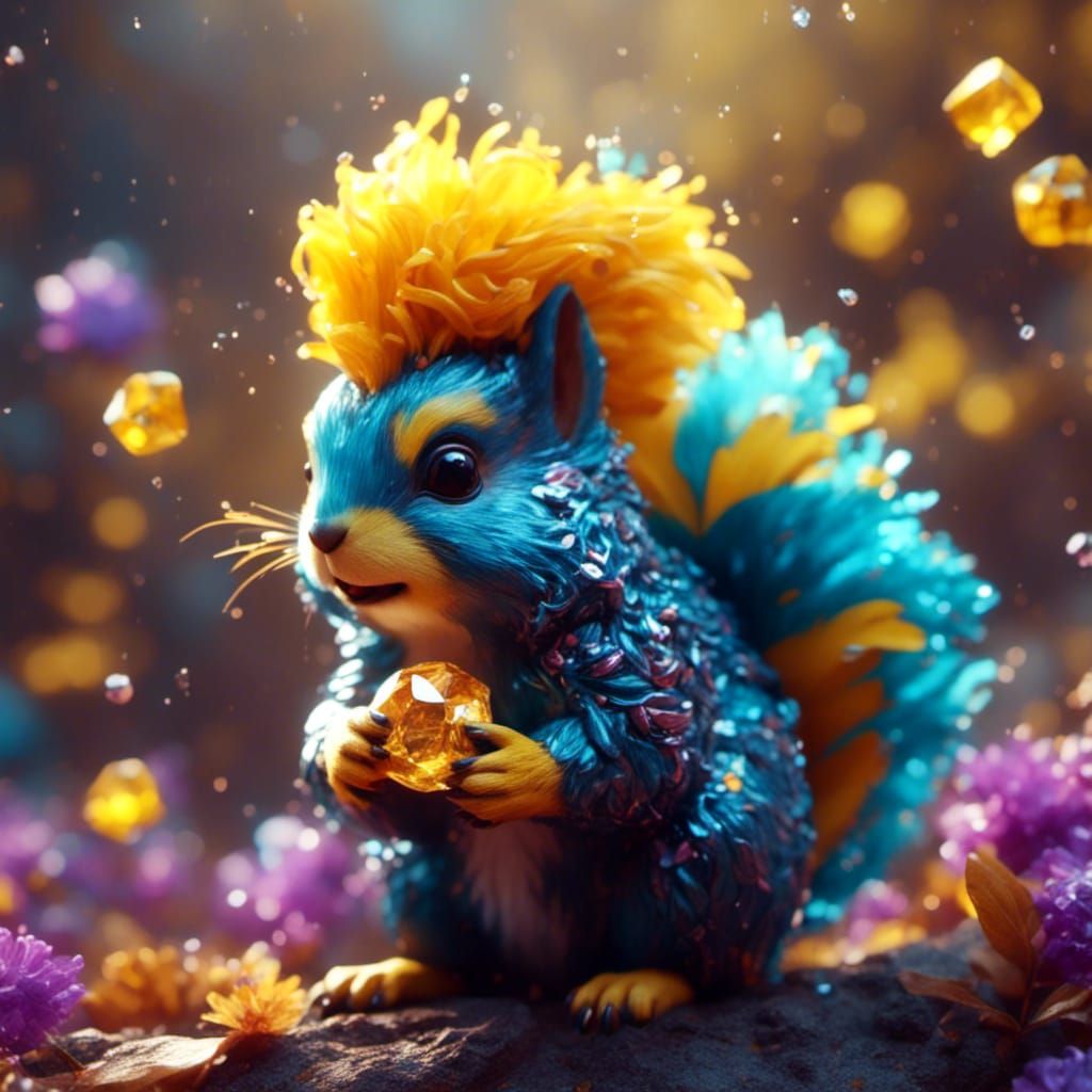 Cute Gem Squirrel in Detailed Matte Painting