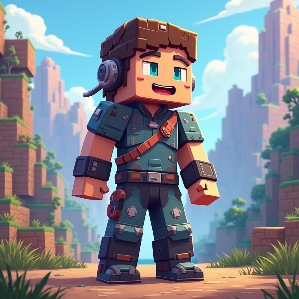 Blocky Steve Explores Whimsical 2050 Minecraft World