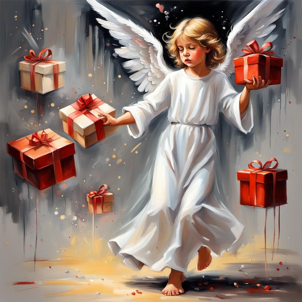 Angel Speeding Ticket in Action Painting Style