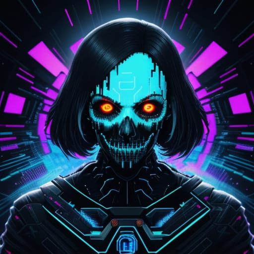 Cyberpunk Code Apocalypse in Neon Darkness