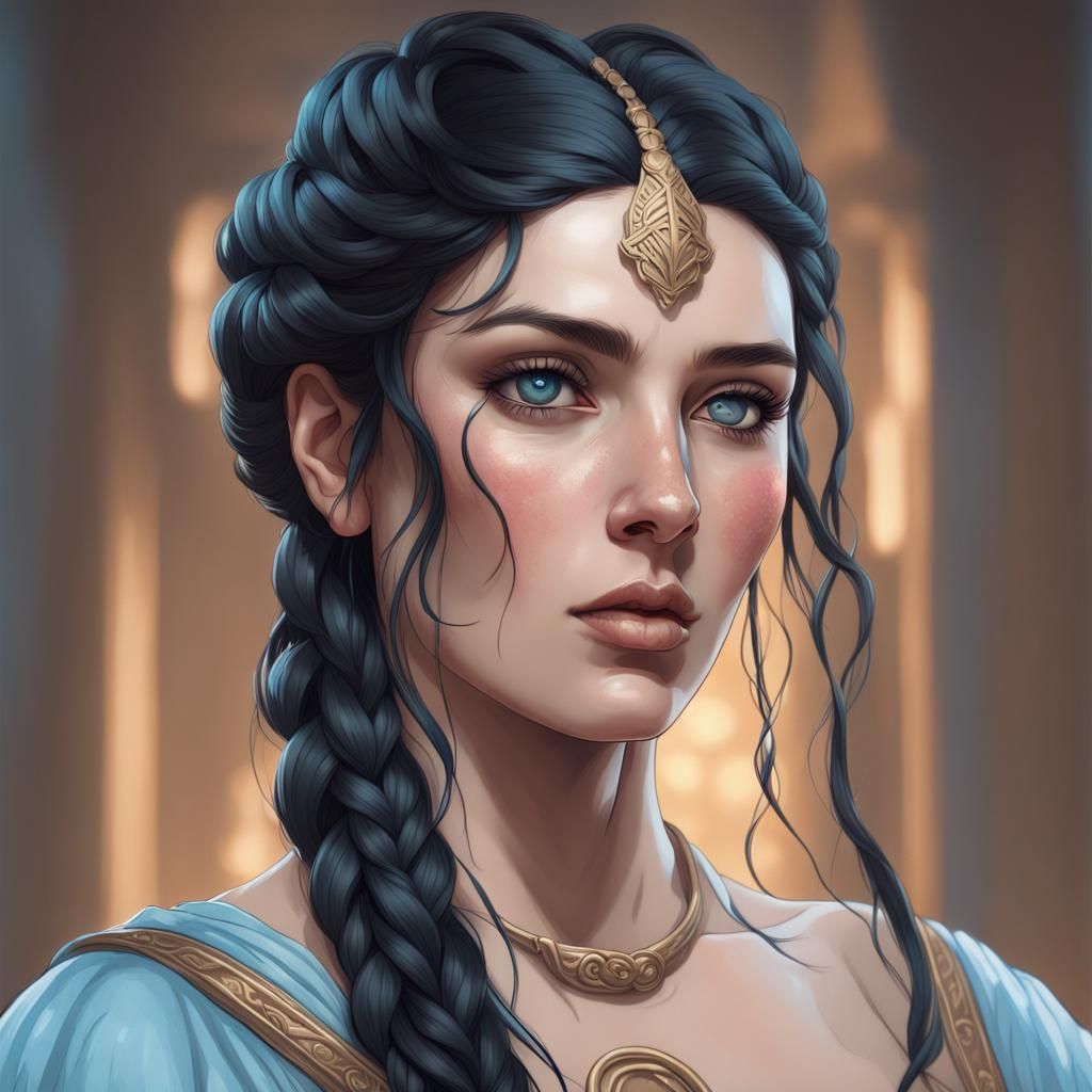 Athena Cosplay Portrait in Art Nouveau Style