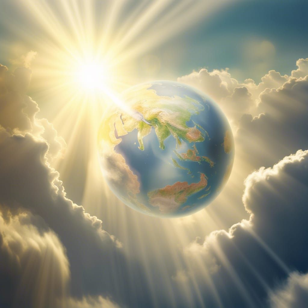 Divine Sunshine Beams Through Soft Clouds