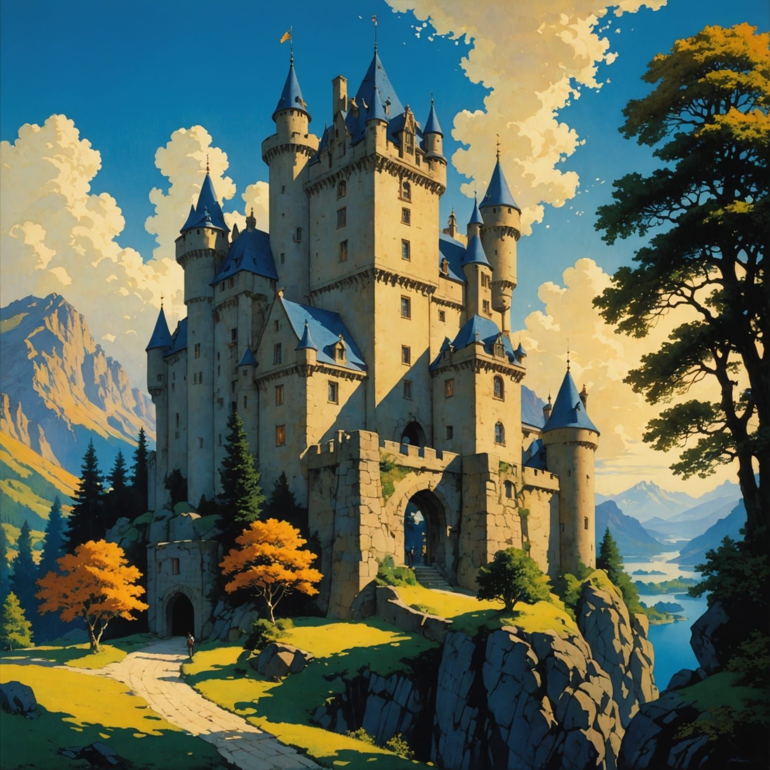 Radiant Castle Illustration in Anime Style