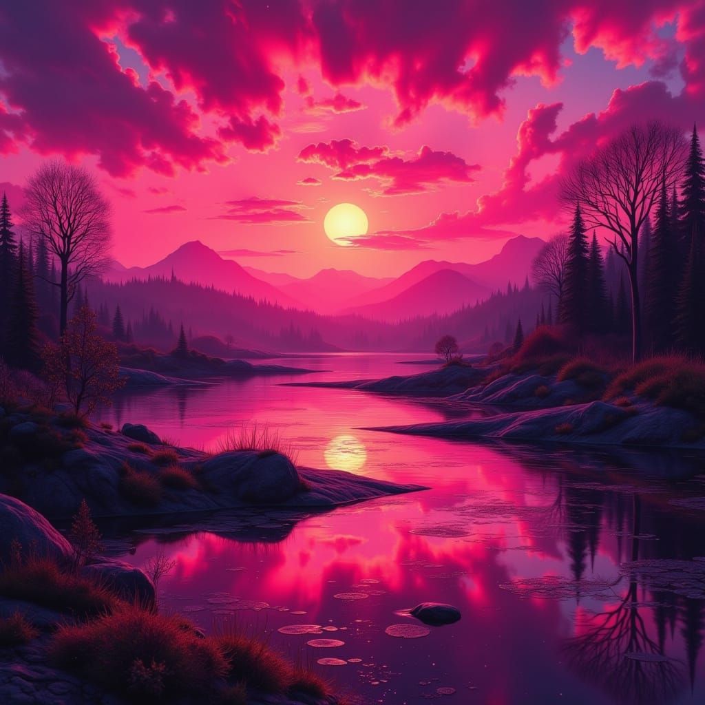 Dark Pink Fairy Punk Goddess in Glitch Art