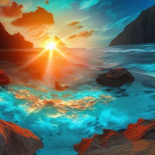 Beach Sunrise with Kaleidoscope Effect in 8K