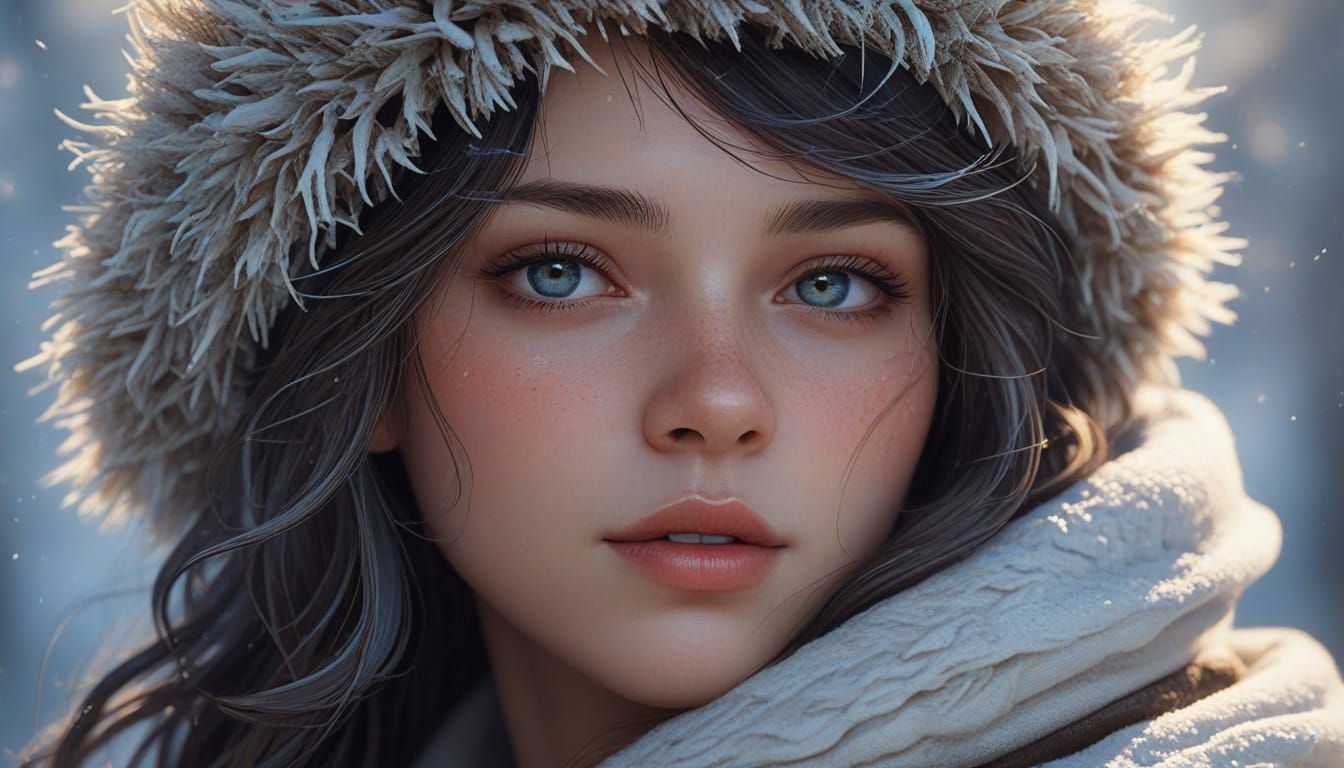 Winter Portrait in Art Nouveau Style