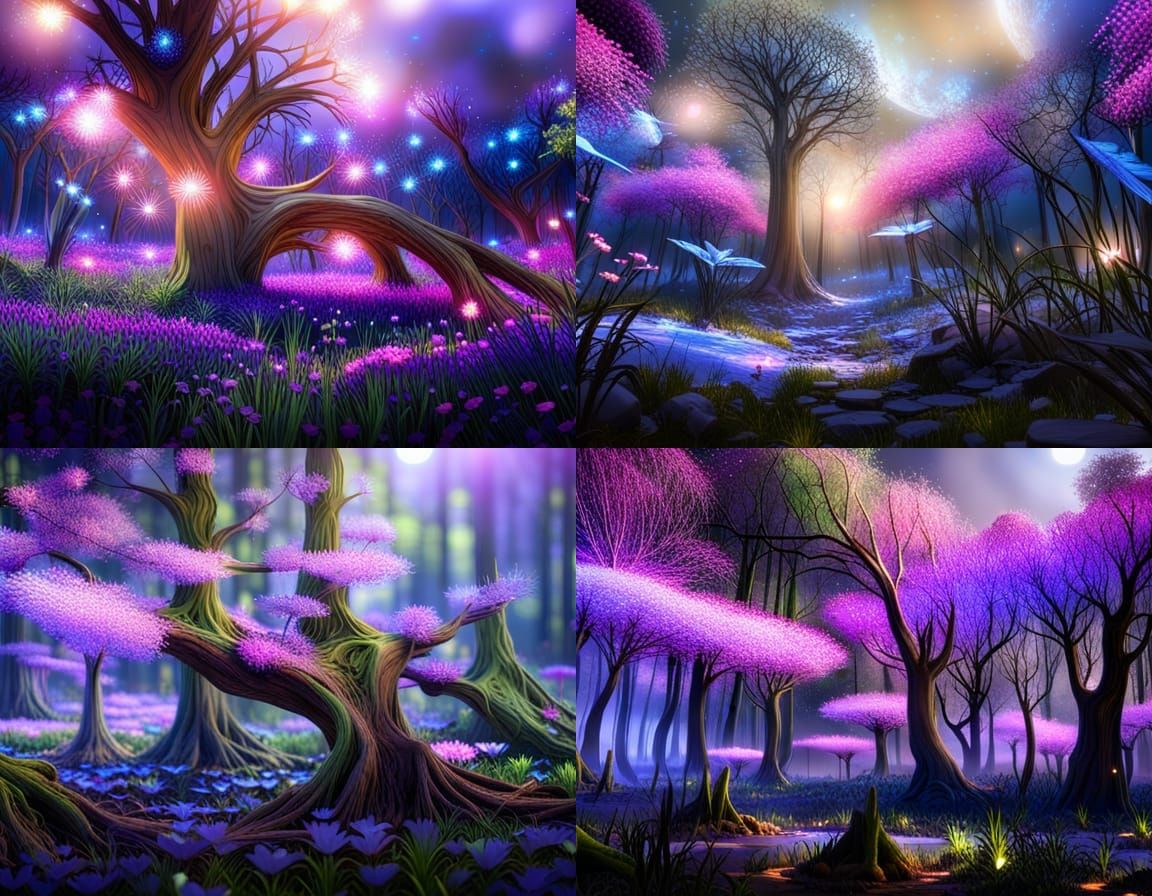 Enchanted Forest with Fairies and Bioluminescent Plants