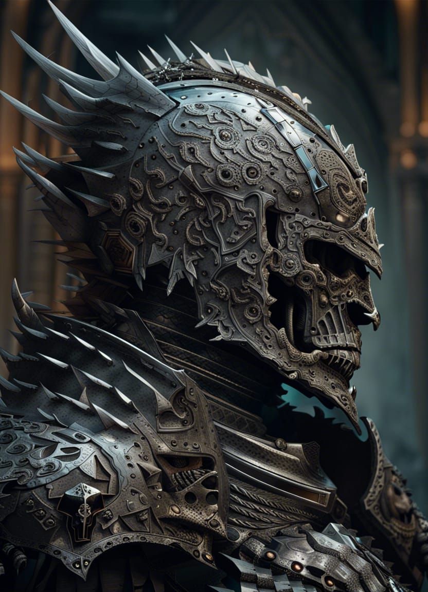 Death Knight, By Daniel Dociu, intricate armour details, Portrait in profile