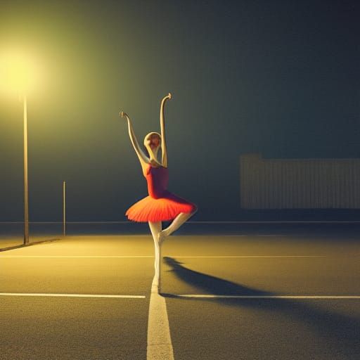 Ballerina's Solitary Dance: Hyperrealistic Cinematic Photogr...
