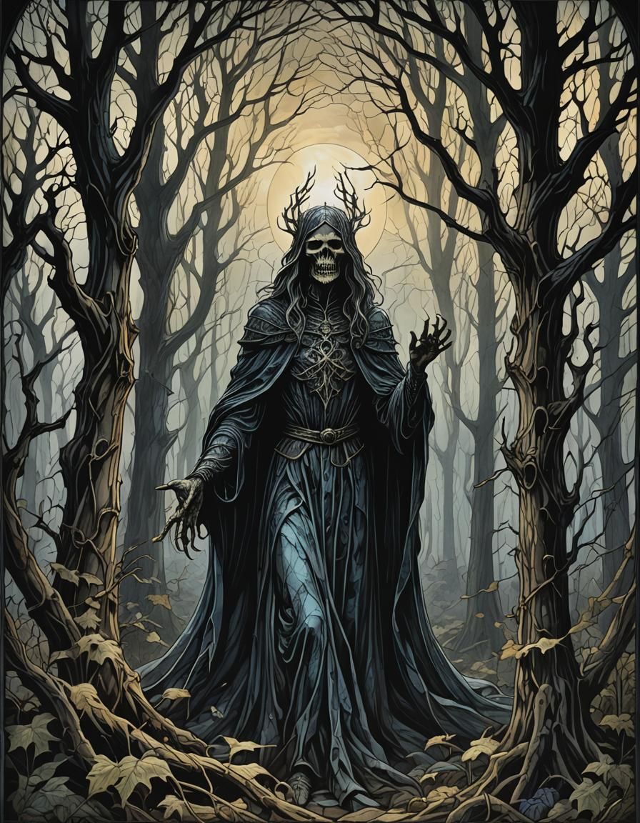 Gothic Banshee in Stained Glass Forest