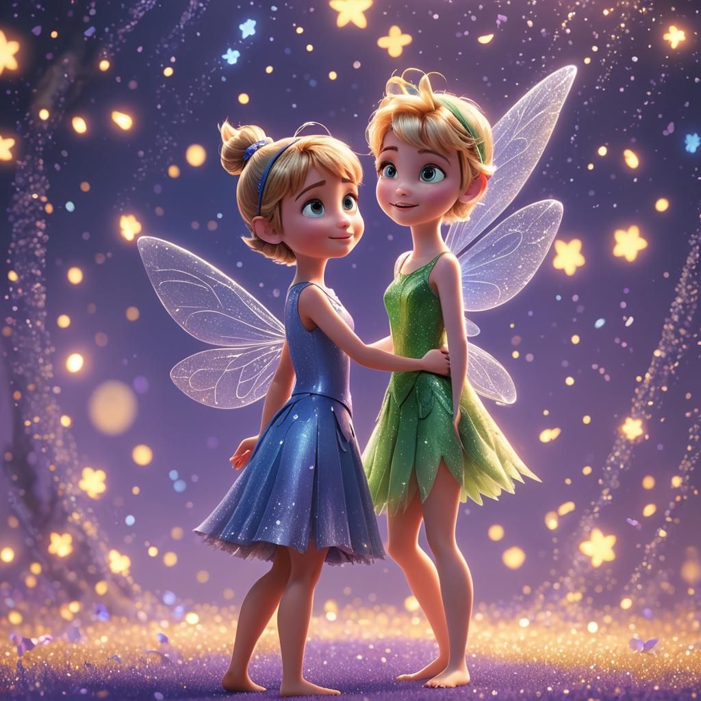 Pixar-Style Fairies in Enchanting Scene