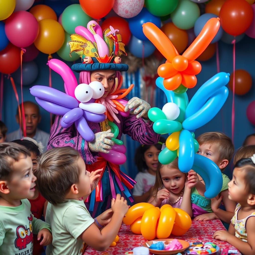 Skilled Balloon Twister Creates Fantastical Creatures at Par...