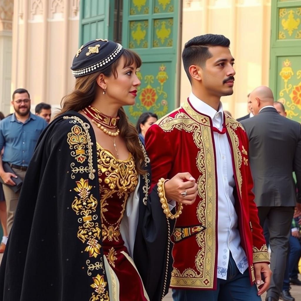 Elegant Algerian Couple Portrait in Traditional Attire
