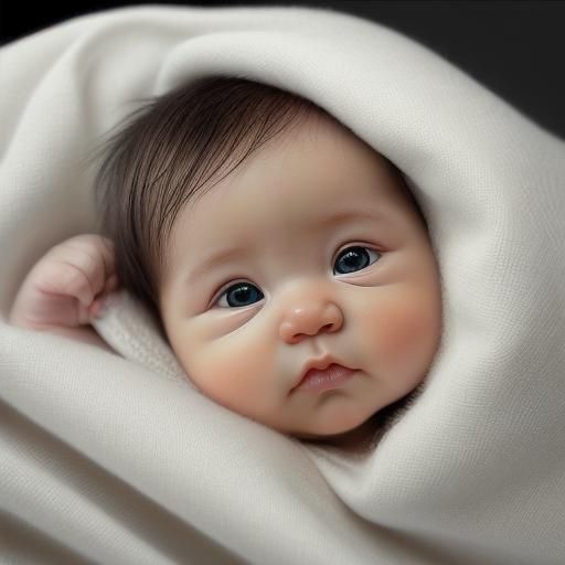 Baby's Curious Gaze: Photorealistic Digital Art