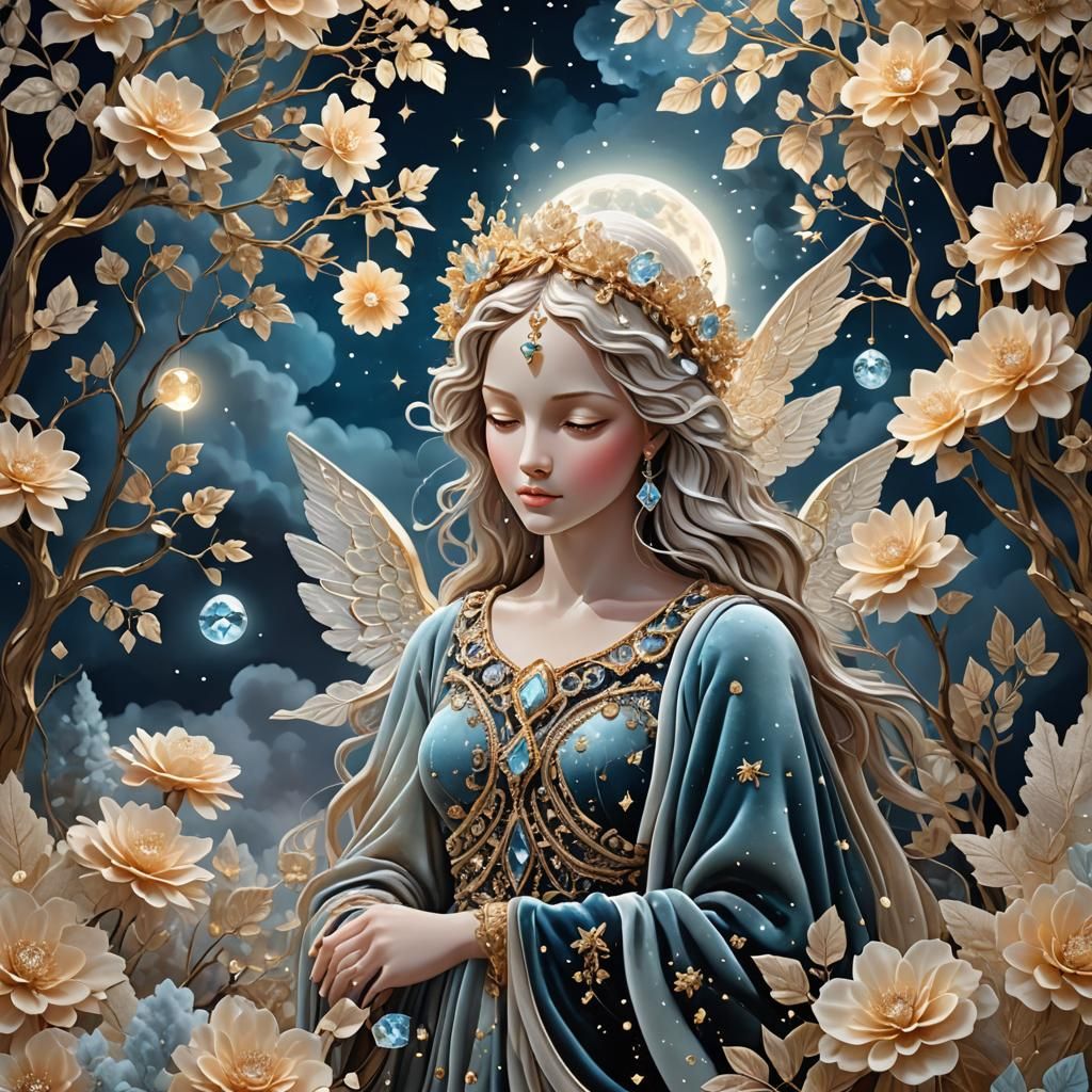 Radiant Angel in Sparkling Moonlight