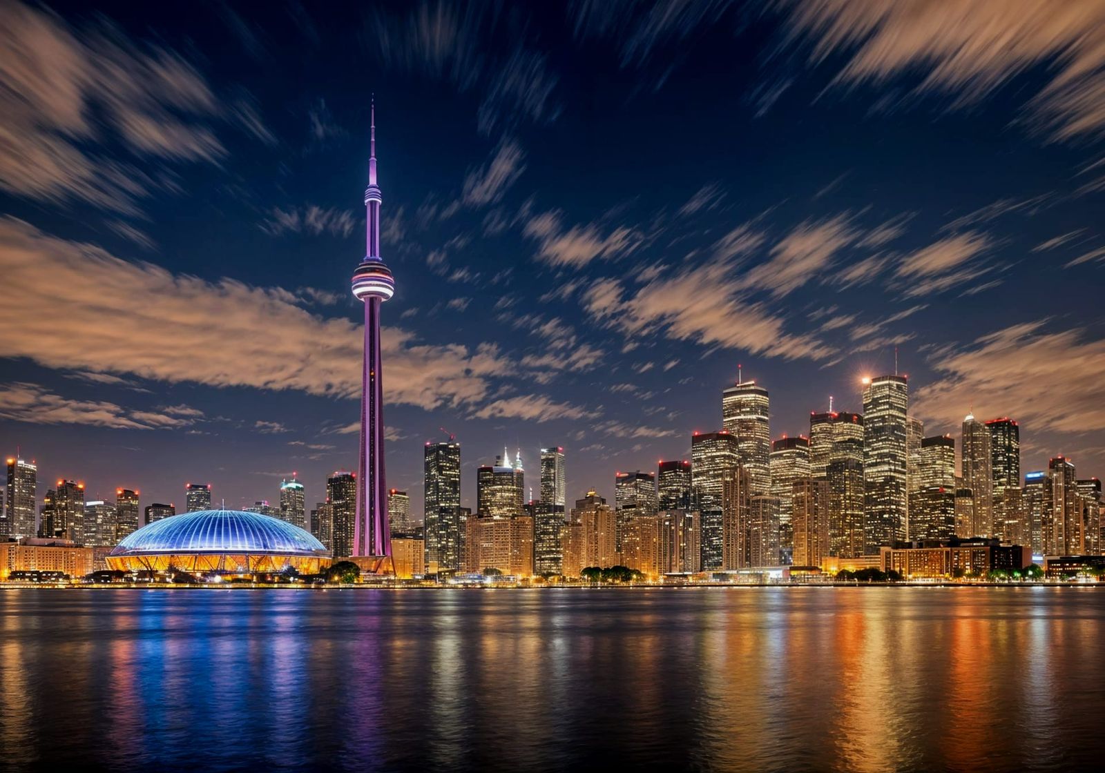 Toronto Skyline at Night: A Panoramic View