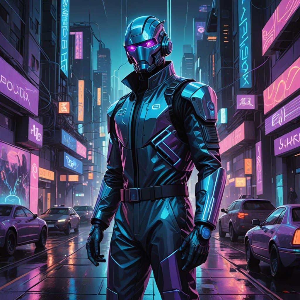 Visionary Futuristic Male in High-Tech Environment