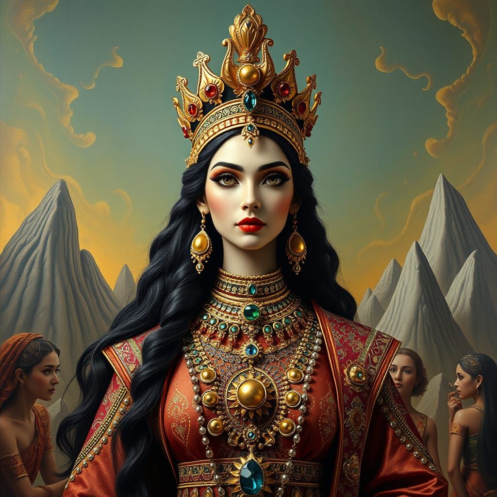 Ashi, Iranian Fortune Goddess in Salvador Dali Style