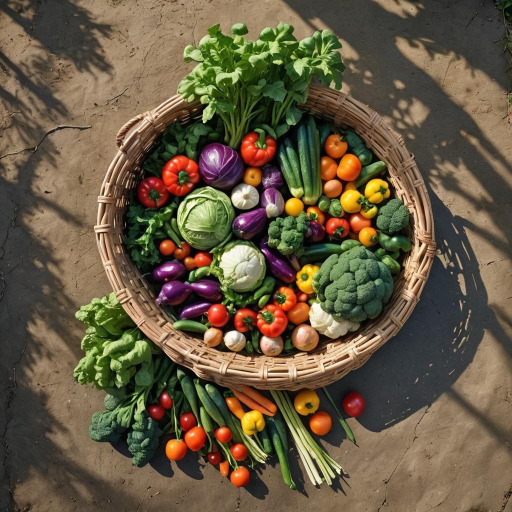 Renaissance Still Life of Vegetables in Woven Basket