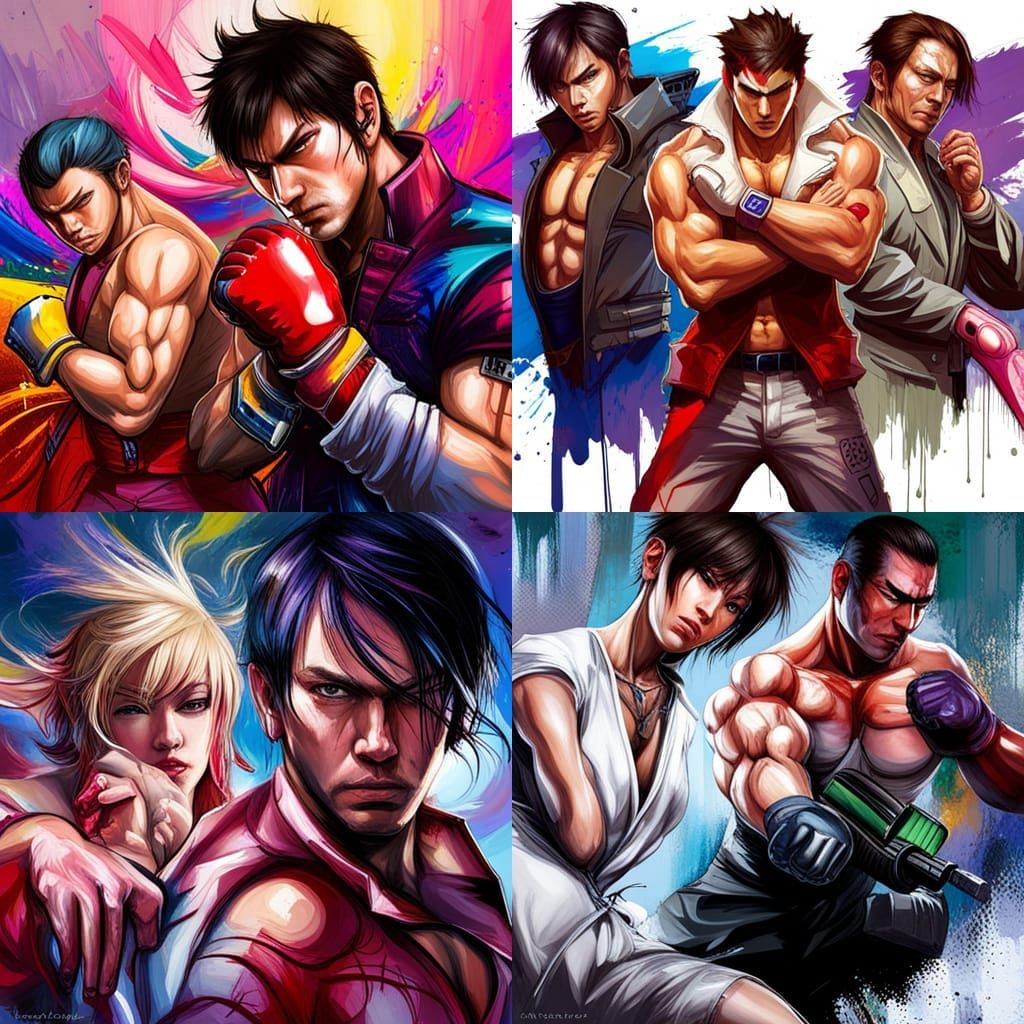 Tekken Characters in Graffiti Splash Art