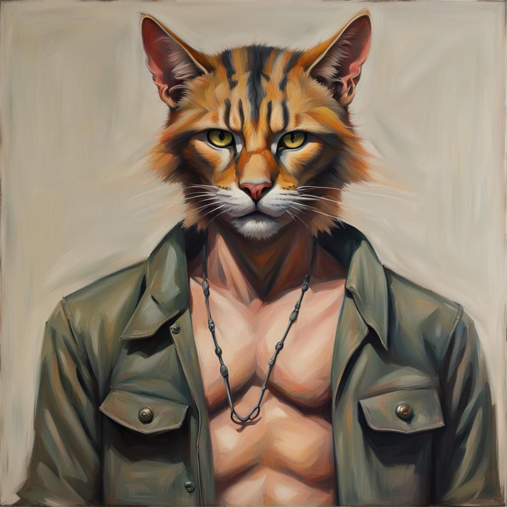 Werecat Portrait in Oil Paint Style
