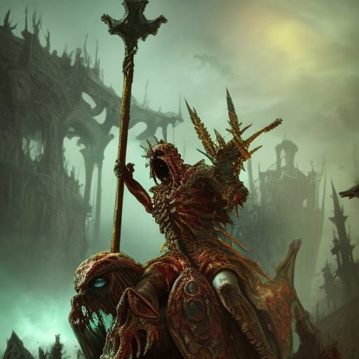 Rotting Zombie King on Skull Throne